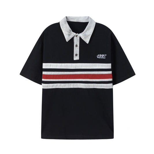 Hip hop clothing new york summer retro washed t-shirt lapel polo shirt short sleeve