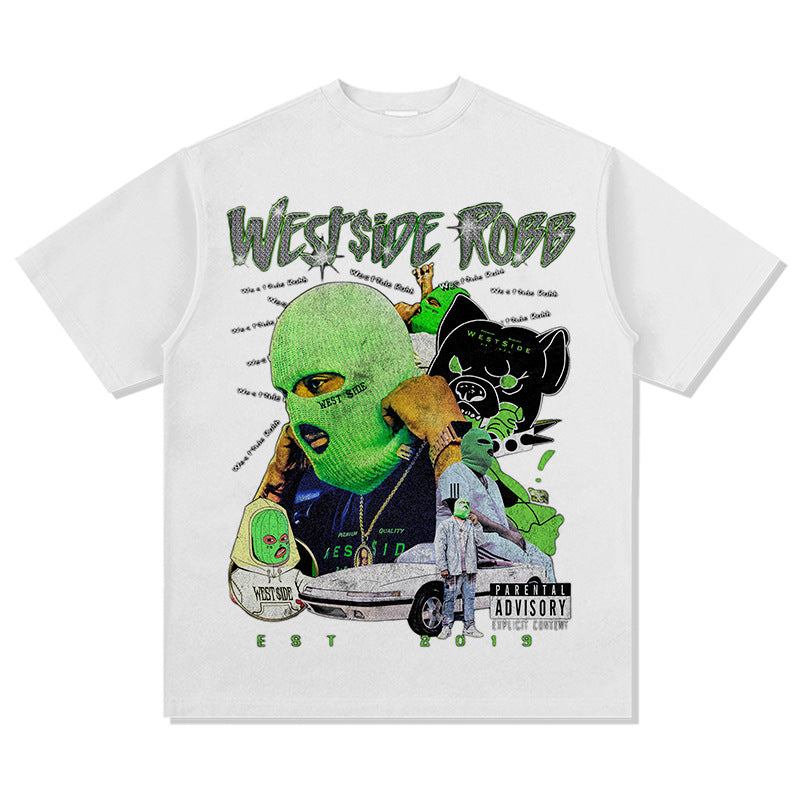 Cool t rapper hip hop robb print vintage hiphop short sleeve t-shirt