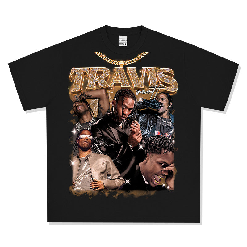 New york hip hop shop hip hop TRAVIS SCOTT print short sleeve t-shirt