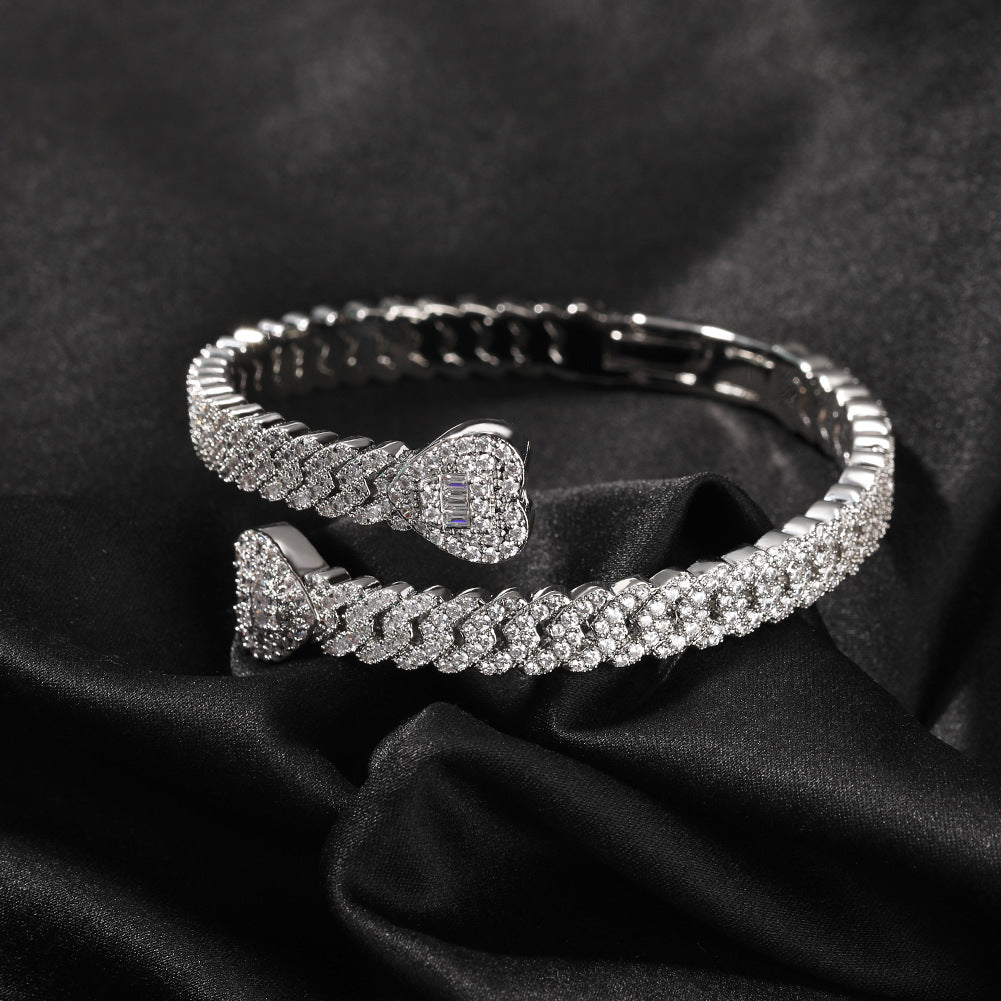 Bracelet Love Cuban Bracelet Copper Zircon Spectrum St. Valentine's