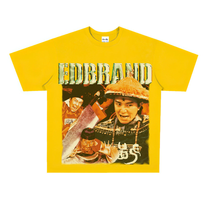 Film Star T Shirt Stephen Chow Derivative Short Sleeves Vintage American Street T-shirt