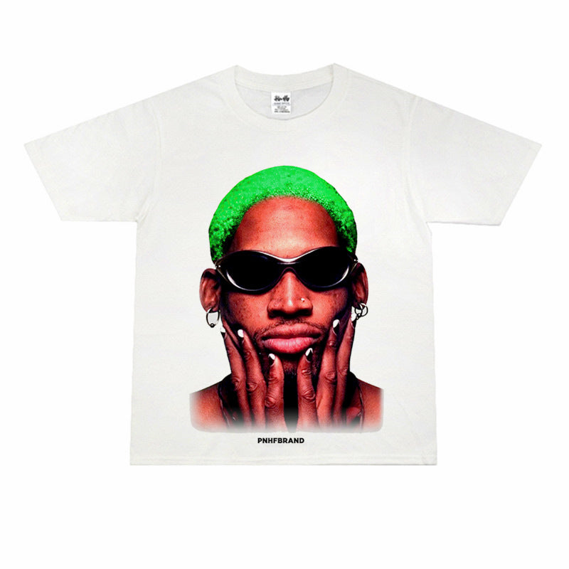 Film Star T Shirt Washed Old American Round Neck Loose T-Shirt Retro Short Sleeve