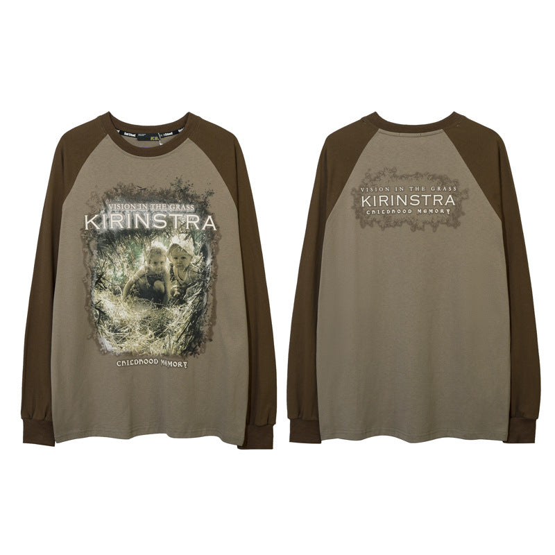 Vintage T Shirts Hip Hop Long Sleeve T-Shirt Vintage Loose Oversize Top