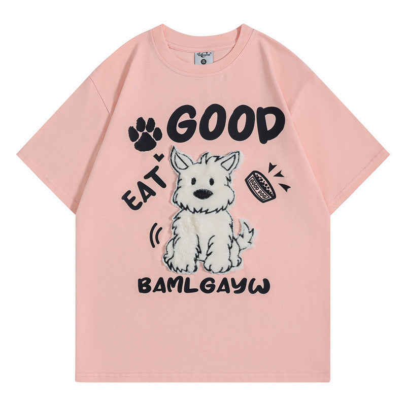 Camisetas Streetwear Summer Vintage Dog Cartoon Casual Loose Short Sleeve T-Shirt