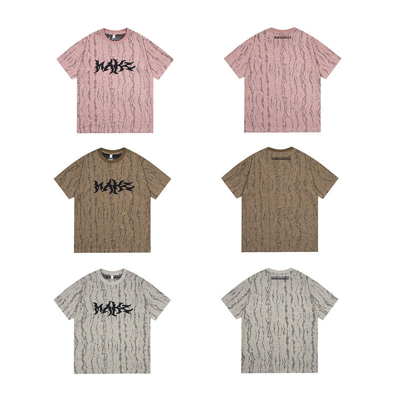 Vintage Tišö Rt Gothic Letter Embroidered Short Sleeve Vintage Loose T-Shirt