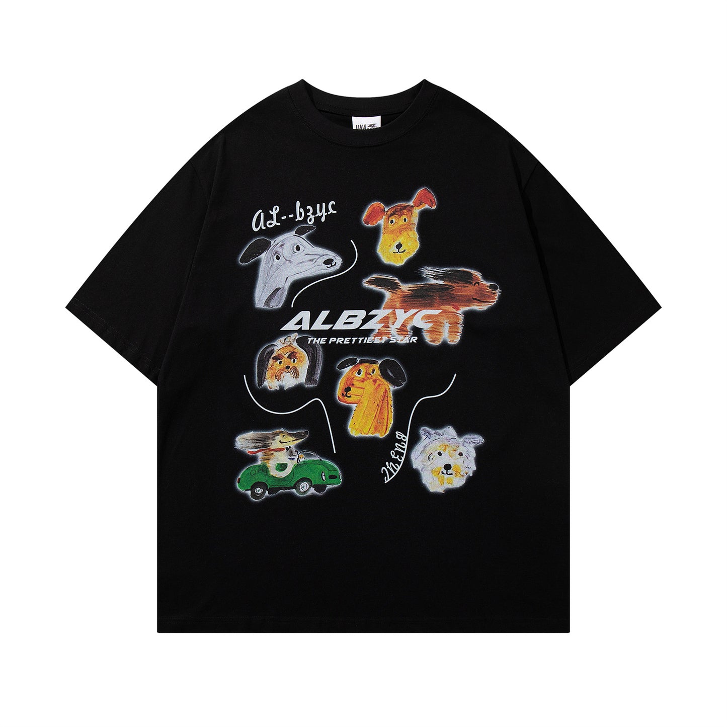 USA Vintage T-Shirt Fun Puppy Print Male Summer