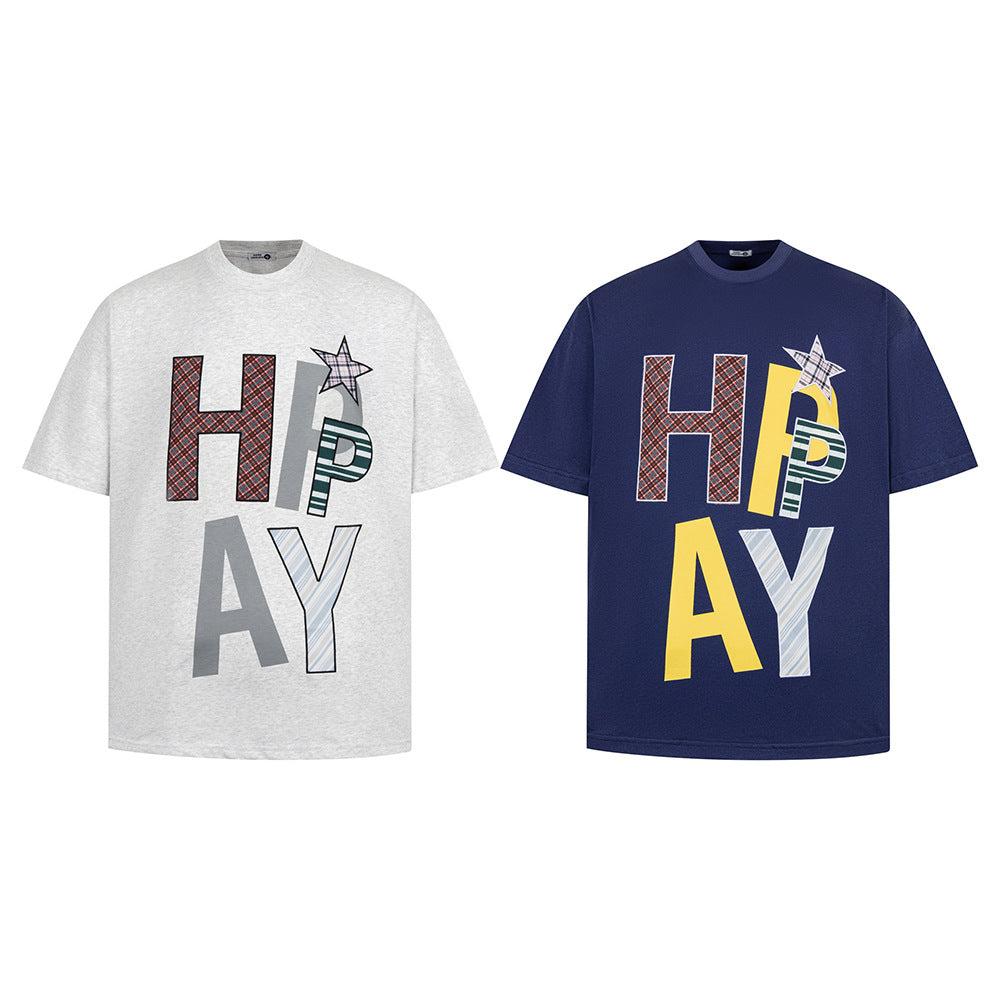 T shirt vintage usa embroidery short sleeve t-shirt loose