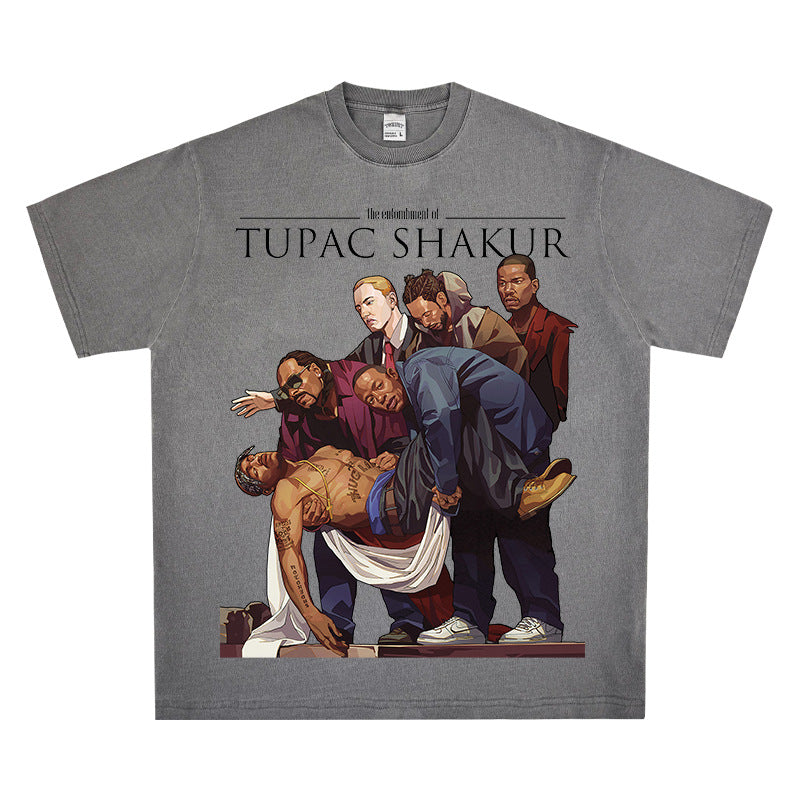 New york hip hop shop Homage TUPAC SHAKER 2PAC old printed short sleeve t-shirt