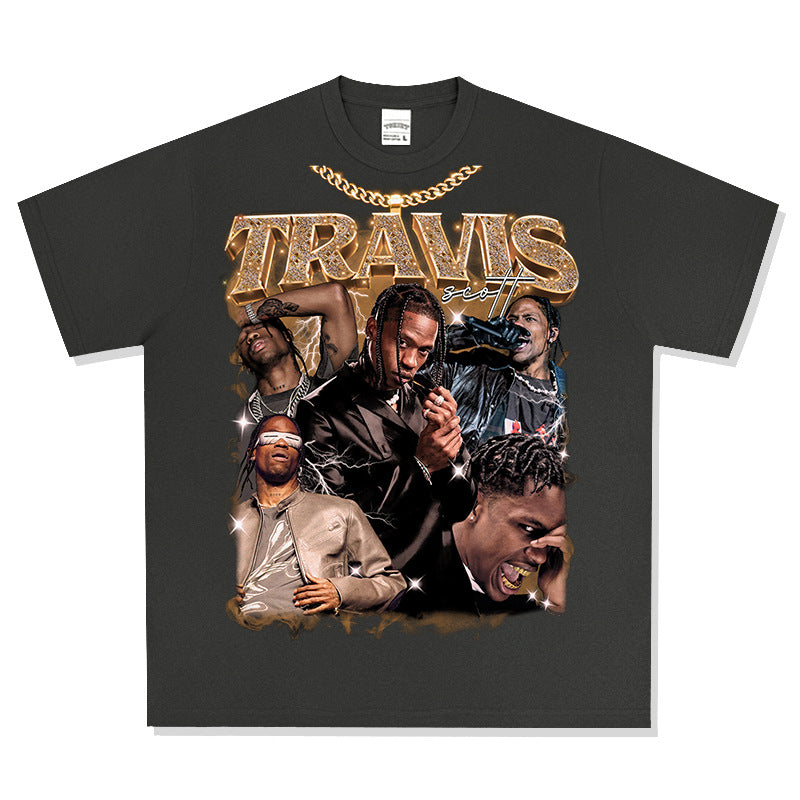 New york hip hop shop hip hop TRAVIS SCOTT print short sleeve t-shirt