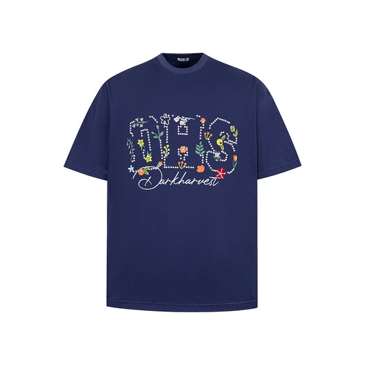 Vintage Usa Shirt Vintage Embroidered Floral Short Sleeve T-Shirt