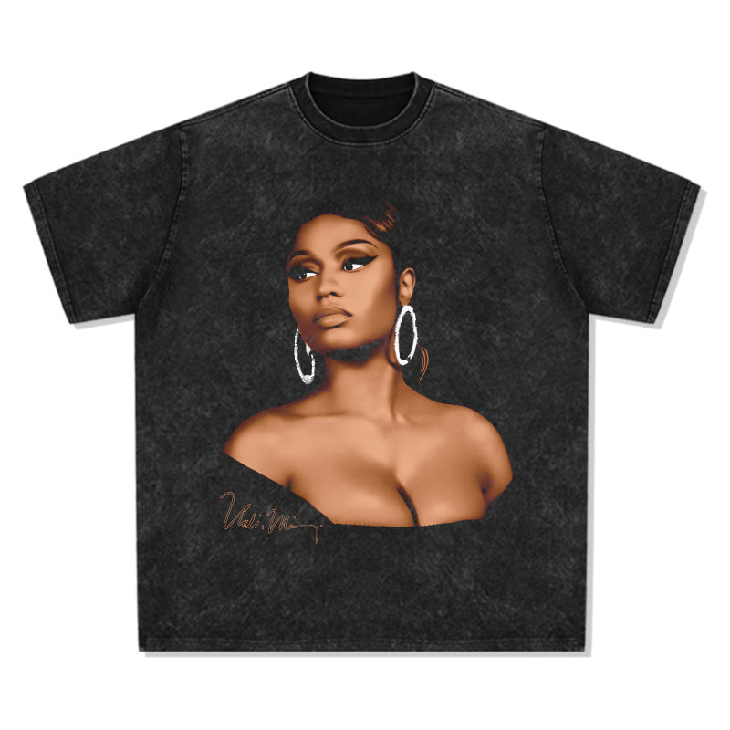 Cool t rapper vintage hip hop mina nicki minaj print short sleeve t-shirt