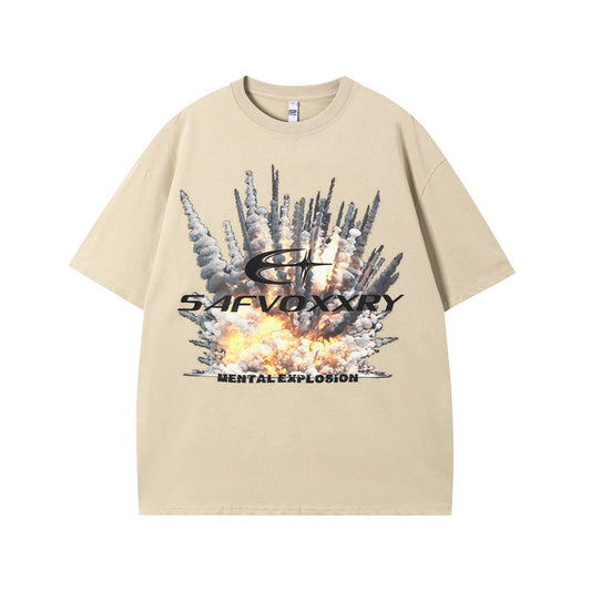 Vintage Tišö Rt Explosive Print Short Sleeve T-Shirt Summer Vintage Casual Top