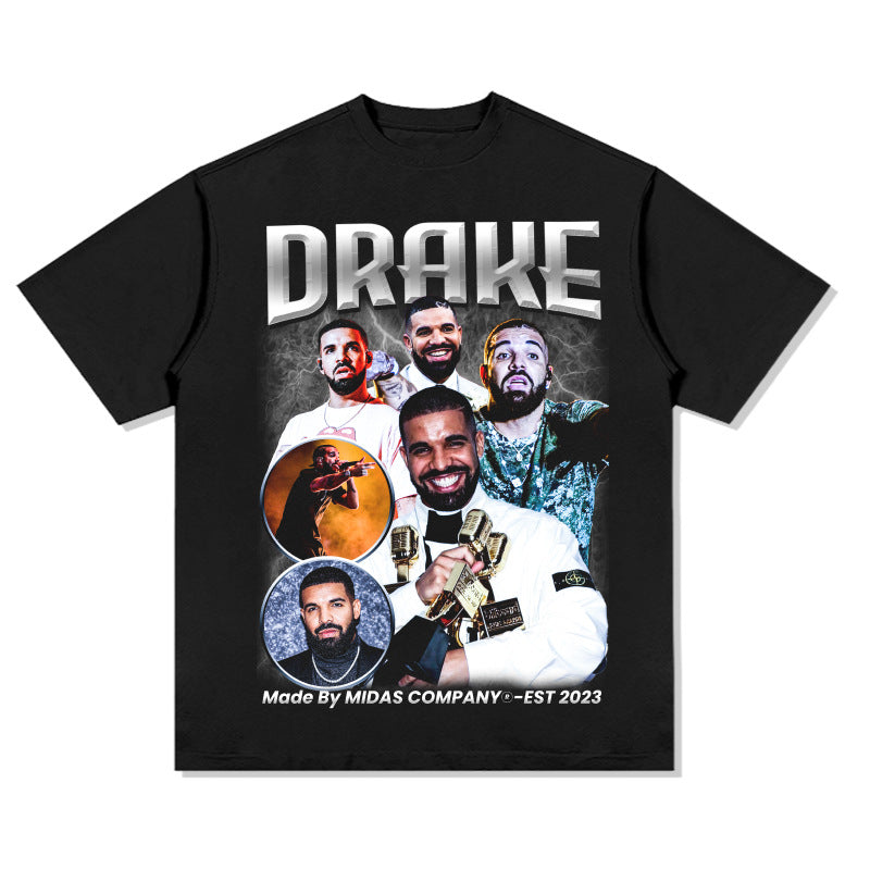 Cool t rapper vintage hip hop drake drake print short sleeve t-shirt