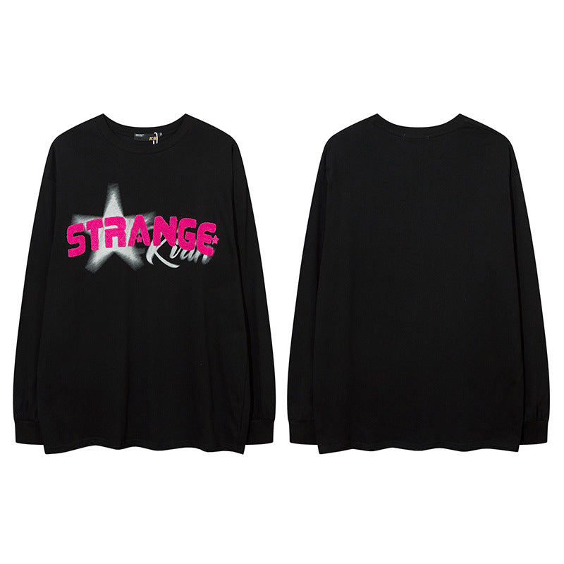 Vintage T Shirts Hip Hop Alphabet Long Sleeve T-Shirt oversize