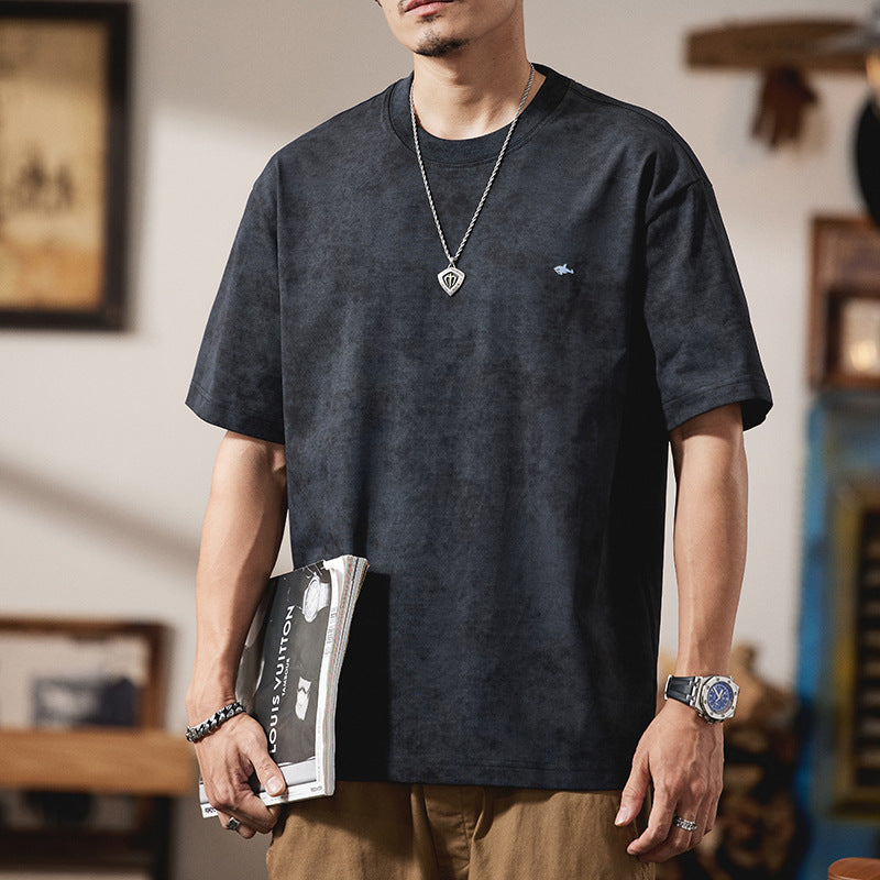 Men T-shirts Short Sleeve Summer Loose Vintage Top