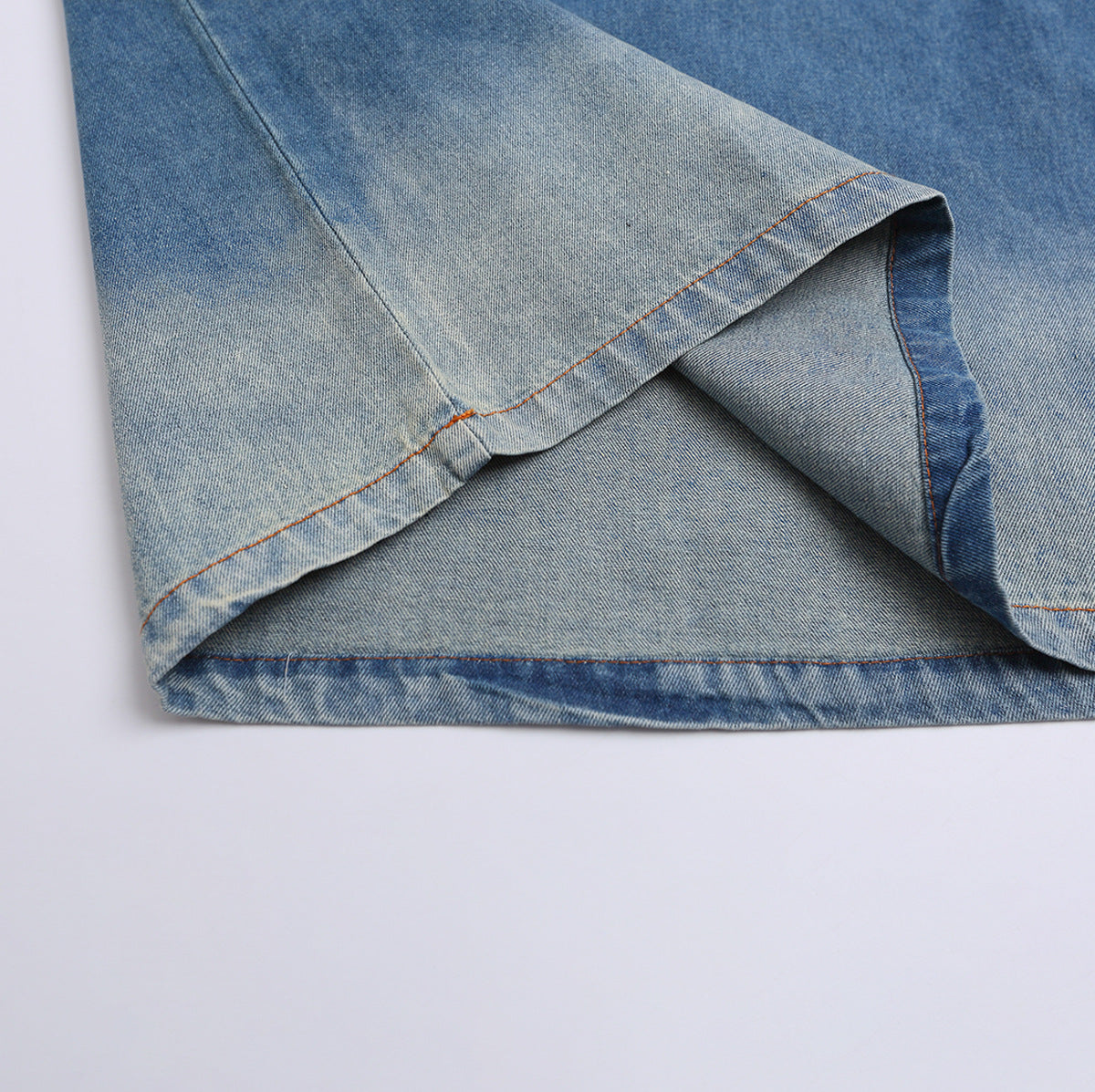 Hustle vintage embroidered washed denim short sleeve t-shirt