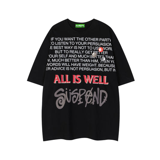 Vintage tarz t shirt vintage alphabet print badge short sleeve t-shirt