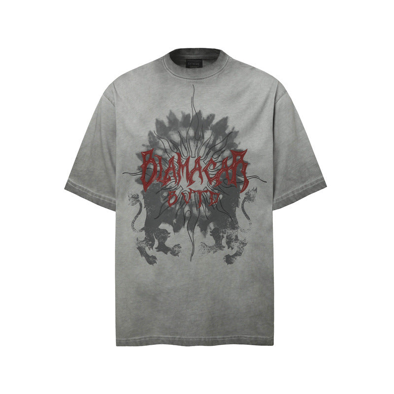 Casual Street Wear Washed Retro T-Shirt Anime Old