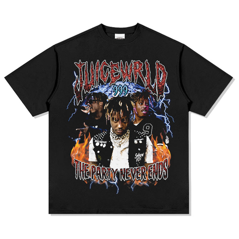 Streetwear masculino Juice Wrld hip hop print long sleeve short sleeve vintage T shirt
