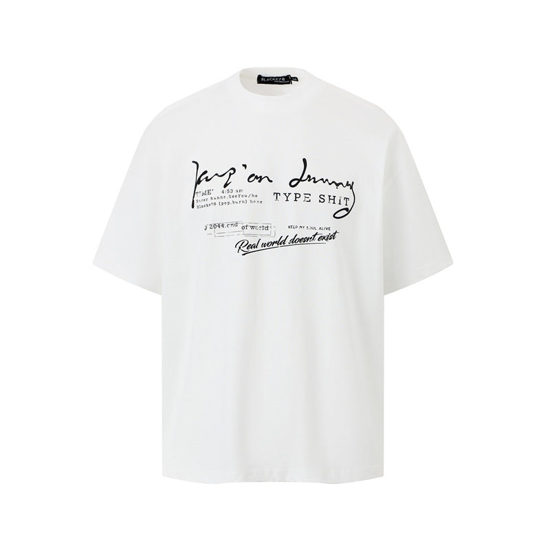 Casual Street Wear Letter Print Short Sleeve T-Shirt Summer Loose Crew Neck T-Shirt