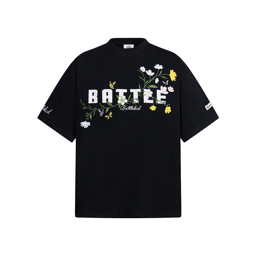 Hip Hop Clothes New York Vintage Embroidered Short Sleeve T-Shirt Crew Neck