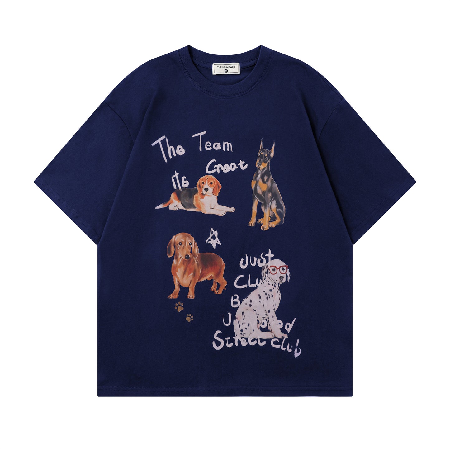Vintage tarz t shirt summer puppy print crew neck short sleeve t-shirt