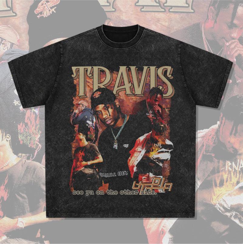 Cool t rapper vintage hip hop Travis print long sleeve short sleeve t-shirt Vintage