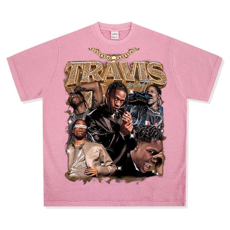 New york hip hop shop hip hop TRAVIS SCOTT print short sleeve t-shirt