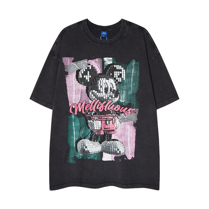 Nostalgia T Shirts Vintage Fun Cartoon Print Short Sleeve T-Shirt oversize