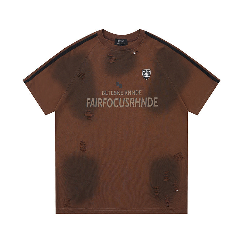 Marcas De Streetwear Tie-Dye Ripped Short Sleeve T-Shirt