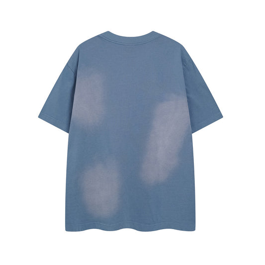 Y2K mens shirt washed tie-dye inkjet digital hip-hop retro crew neck short-sleeved T-shirt