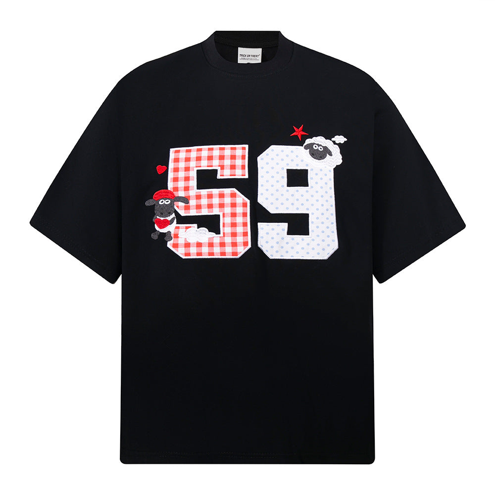 Nostalgia T Shirts Vintage Embroidered Short Sleeve T-Shirt Summer Oversize Top