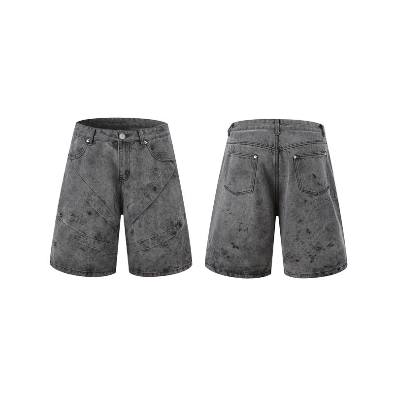 Stone Wash T shirt tie-dye gradual change washed old denim short sleeves