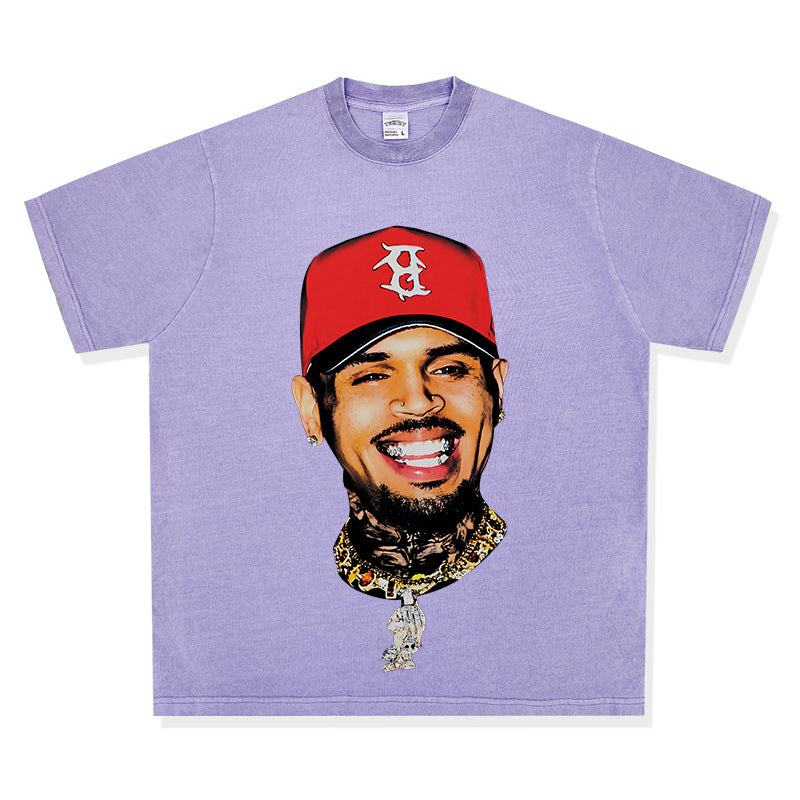 New york hip hop shop vintage chris crown print short sleeve t-shirt