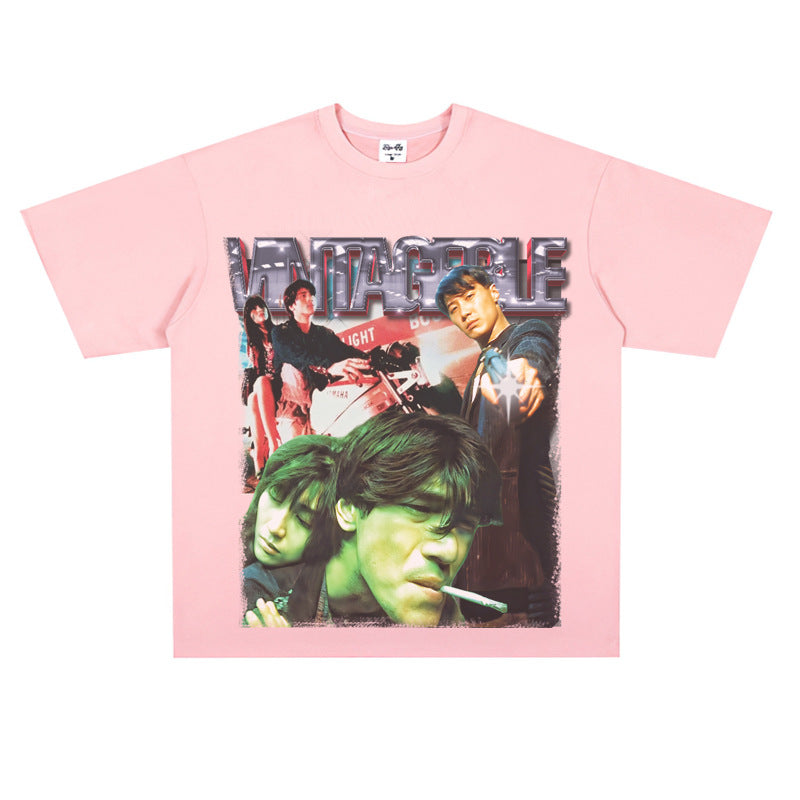 Film Star T Shirt Movie Fallen Angel Short Sleeve Loose Retro American Street T-shirt Men and Women