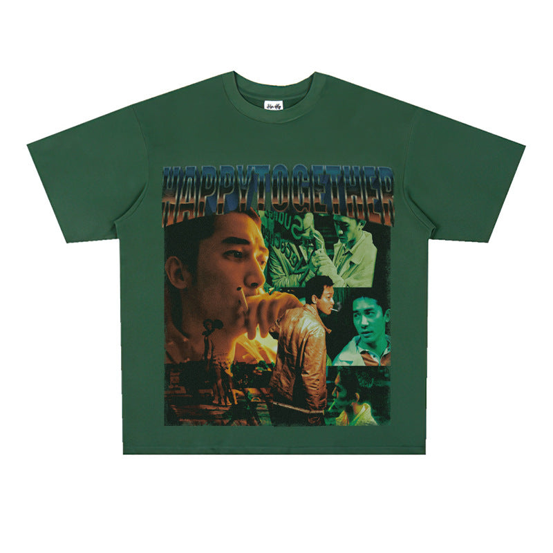 Film Star T Shirt Trendy Cotton Short Sleeve Loose round Neck Retro T-shirt