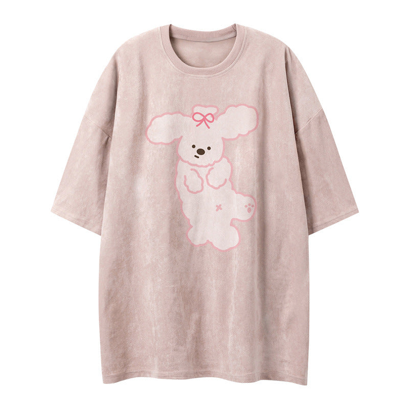 US drip outfits Summer Vintage Cartoon Doggy Casual T-Shirts
