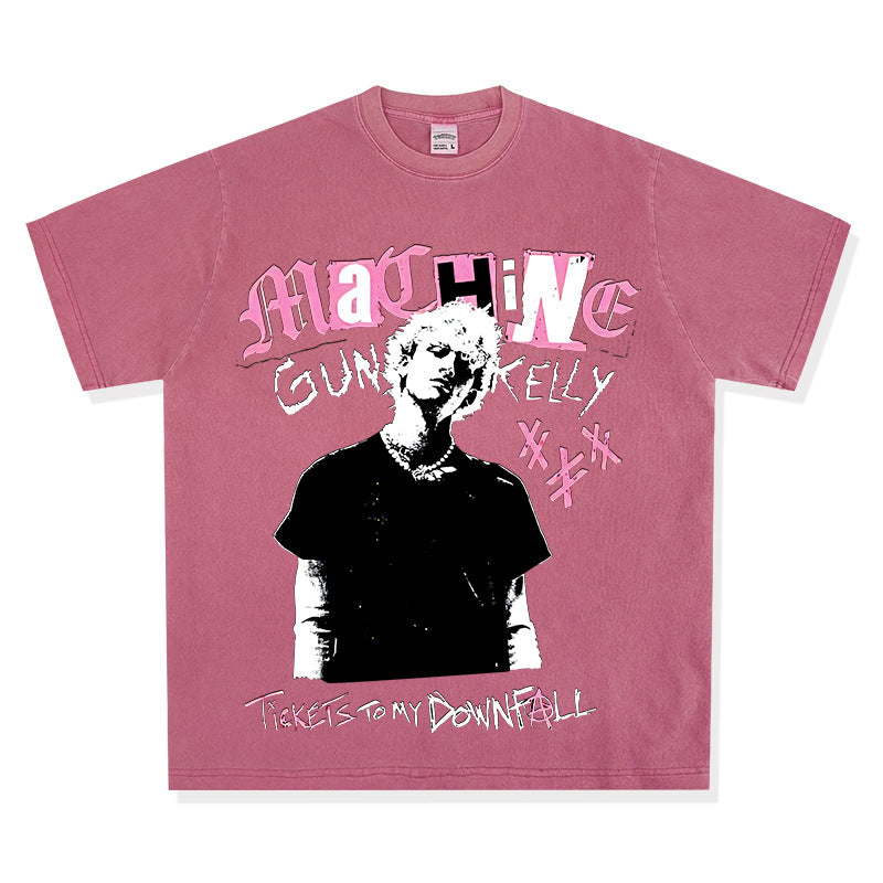 Cool t rapper vintage hip hop mgk print short sleeve t-shirt