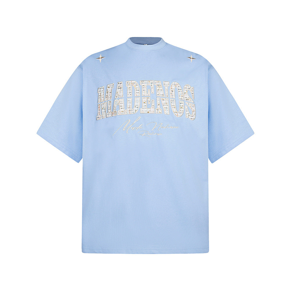 Hip Hop Clothes New York Crew Neck T-Shirt Embroidery Loose Casual