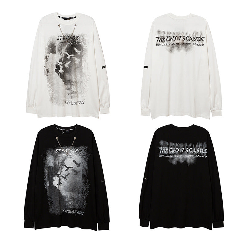 Vintage T Shirts Hip Hop Long Sleeve T-Shirt Loose Hip Hop Couple Top