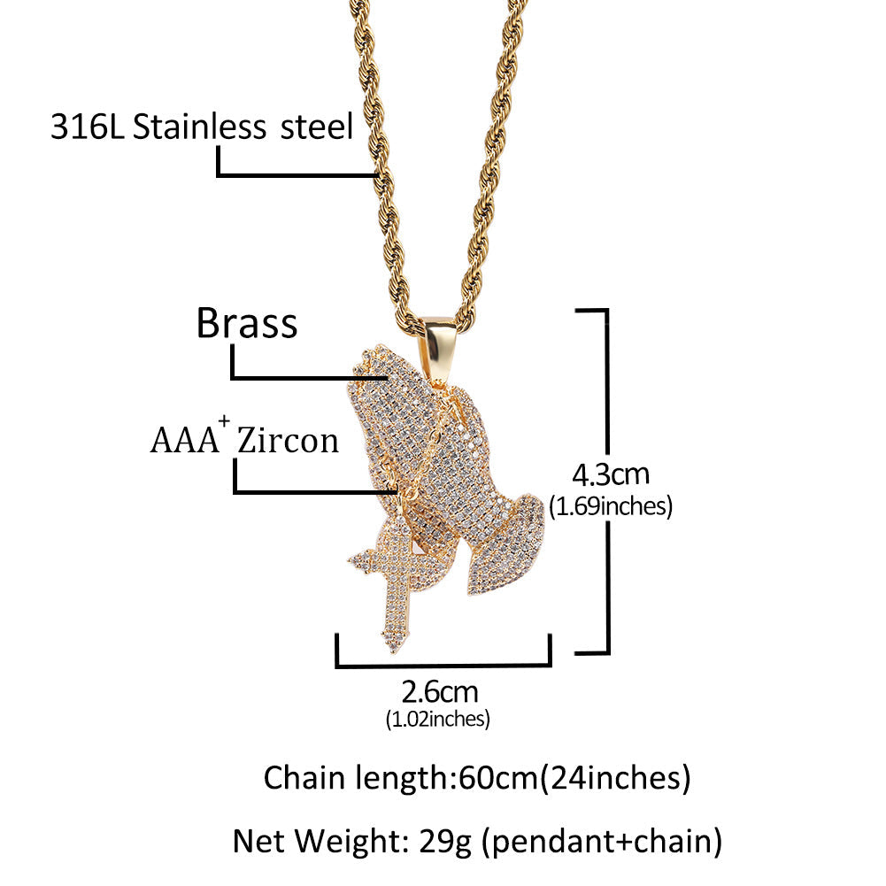 Jewelry INS Tide Brand Full Diamond Cross Pendant Necklace Hip Hop Crosses Spectrum St. Valentine's