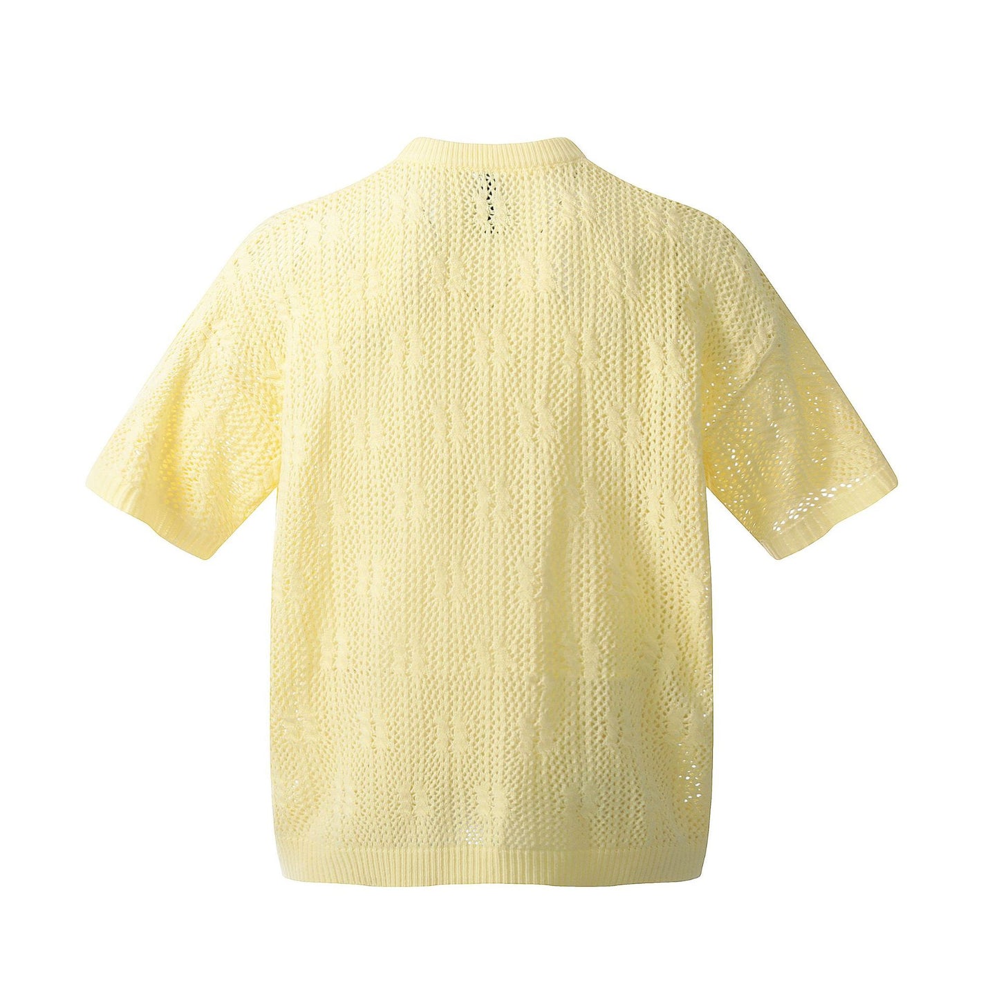 Retro Style Shirt For Men Summer Vintage Hollow Short Sleeve Knitwear V-Neck