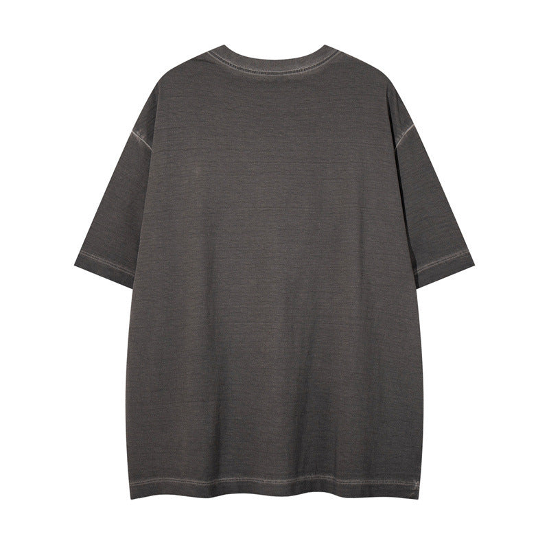 US drip outfits summer retro gradual change wash casual loose short sleeve T-Shirts