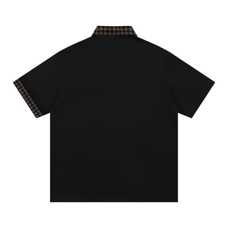 Hip Hop Shirts For Boys Vintage Alphabet Embroidered Short Sleeve POLO Shirt Loose Top