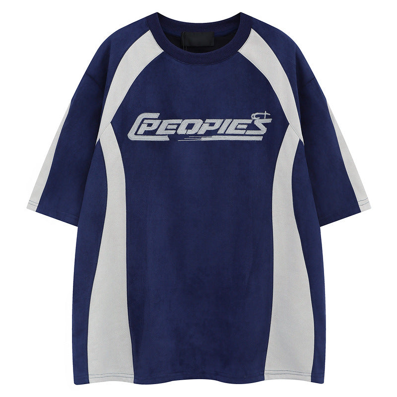 Racing oversized t shirt racing style retro alphabet short sleeve t-shirt