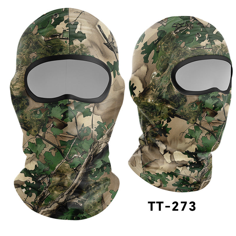 Cycling Windproof Hood Bionic Camouflage Printed Ice Silk Sunscreen Mask