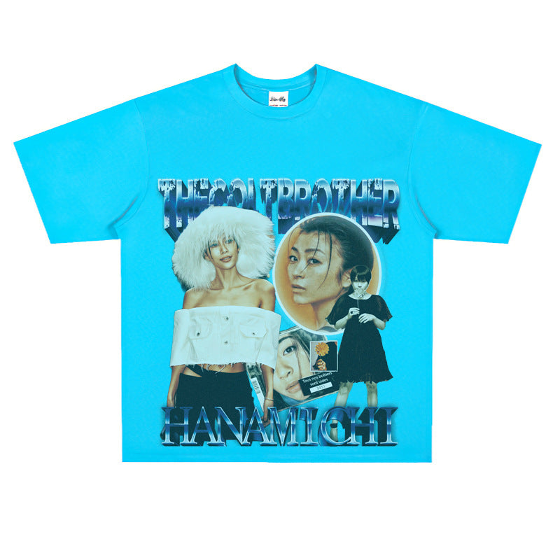 Film Star T Shirt Loose Heavy Retro Street T-shirt Men and Women