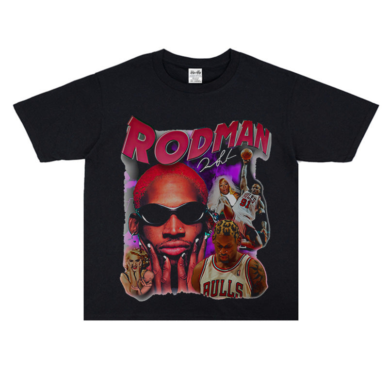 Film Star T Shirt Washed Old American Round Neck Loose T-Shirt Retro Short Sleeve