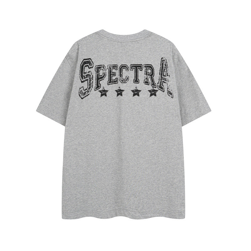 Y2K mens shirt hip hop retro loose round neck men's short sleeve T-shirt
