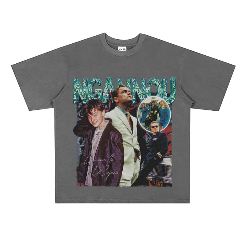 Film Star T Shirt Short Sleeve Loose Retro American Design T-shirt Men